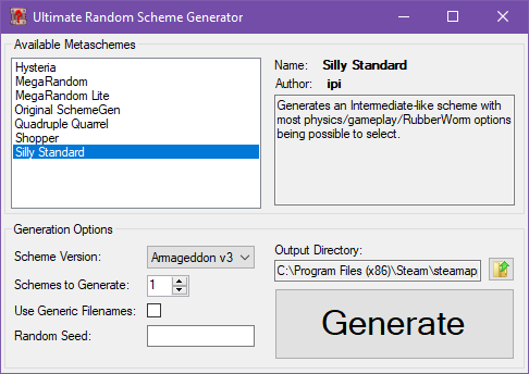 Screenshot of the Ultimate Random Scheme Generator